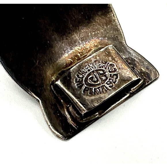 Vintage Mexican Sterling Silver Abalone Inlay Hinged Bracelet - Picture 6 of 9